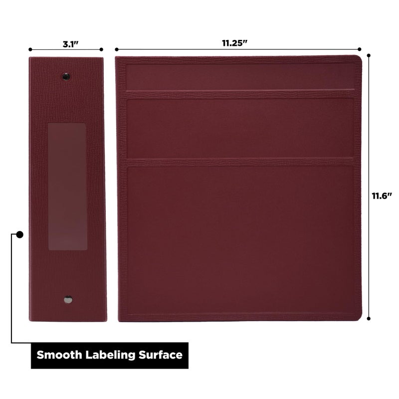 Carstens 3-Inch Heavy Duty 3-Ring Binder - Side Opening, Wine, Durable Plastic, Precision No-Gap Rings, Waterproof Cover, No Pockets, Holds 400 US Letter Sheets, BPA-Free, Made in USA (1743-3R) - Image 2
